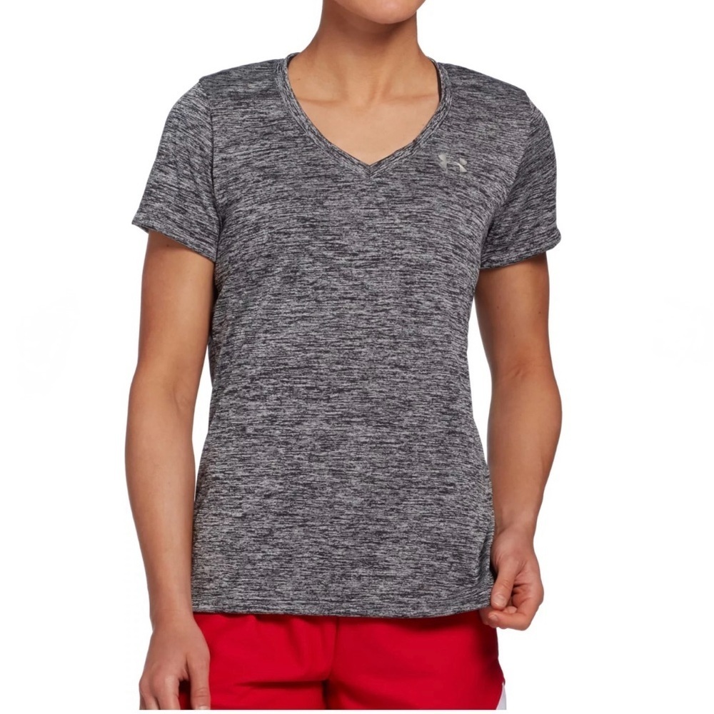 Black/Grey Women’s Under Armour V Neck Tee - Large